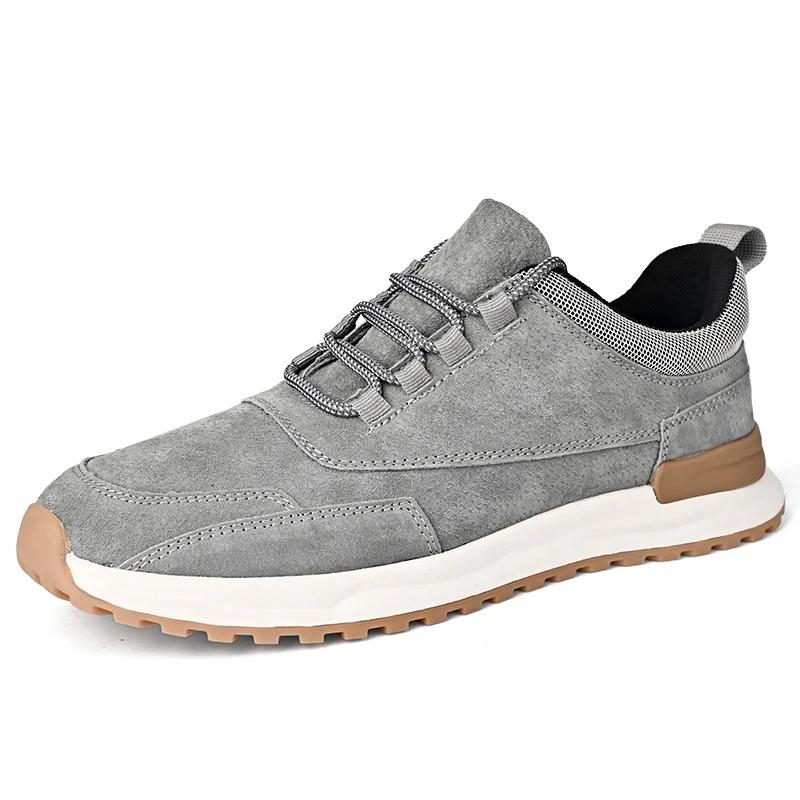 FashionCasual Men's Sneakers Low-top Suede Leather Shoes For Men Vintage Style All-match Sports Comfort Male Treking Footwear Trainers