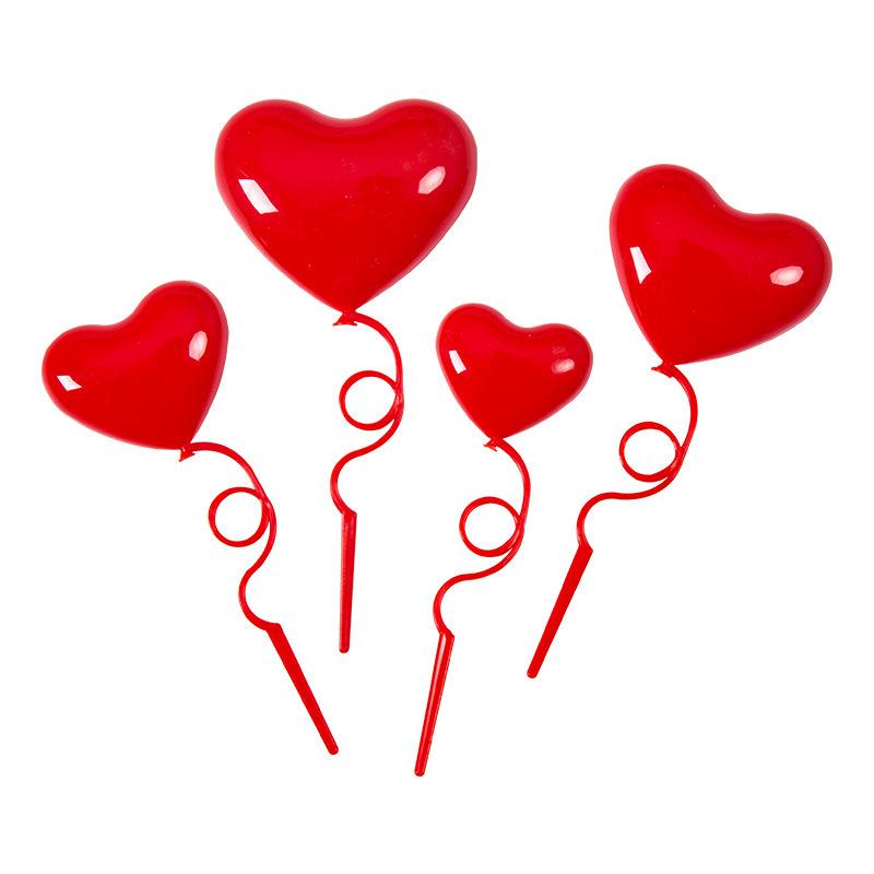 

4Pcs Macaron Color Plastic Heart Складана повітряна куля зізнання в коханні День народження Торт Десертний столик День Святого Валентина Весільні прикраси червоний