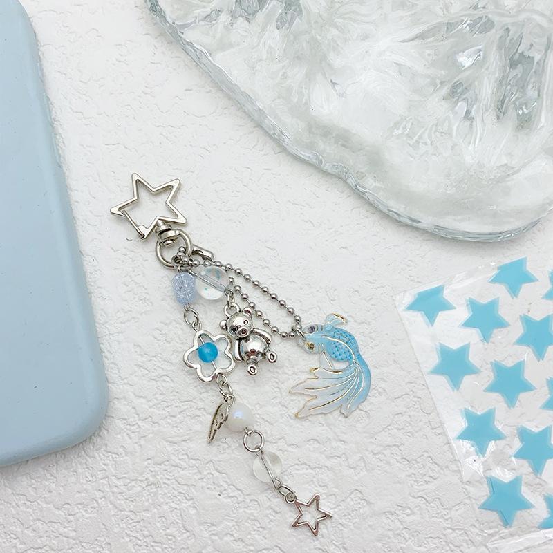 Backpack Charm Decorative Beaded Charm Koi Fish Key Chain Colorful Bear Charm For Phone Accessory Backpack Accessory Teen Girls