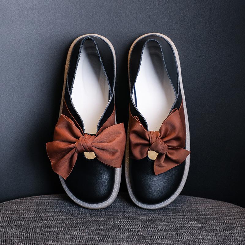 [2025] 2025 Bow Women's Flat-soled Single Shoes Wear Two Casual Soft-soled Shoes with One Pedal