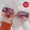 Trendy Women's Frameless Cut-Edge Sunglasses: High-End Retro Style with Versatile Sun Protection