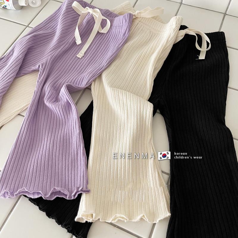 Girls Summer Elastic Cotton Flare Capri Pants Casual Ruffle Hem Trousers For Big Kids