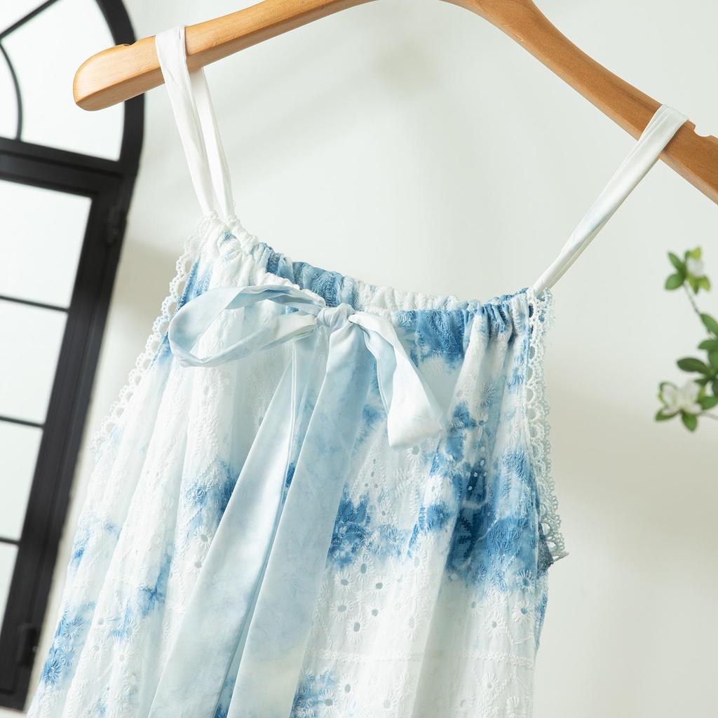 Yunnan Tie-Dye Retro Lace Camisole Dress - Women's Summer Beach Vacation Artistic Retro Arrival