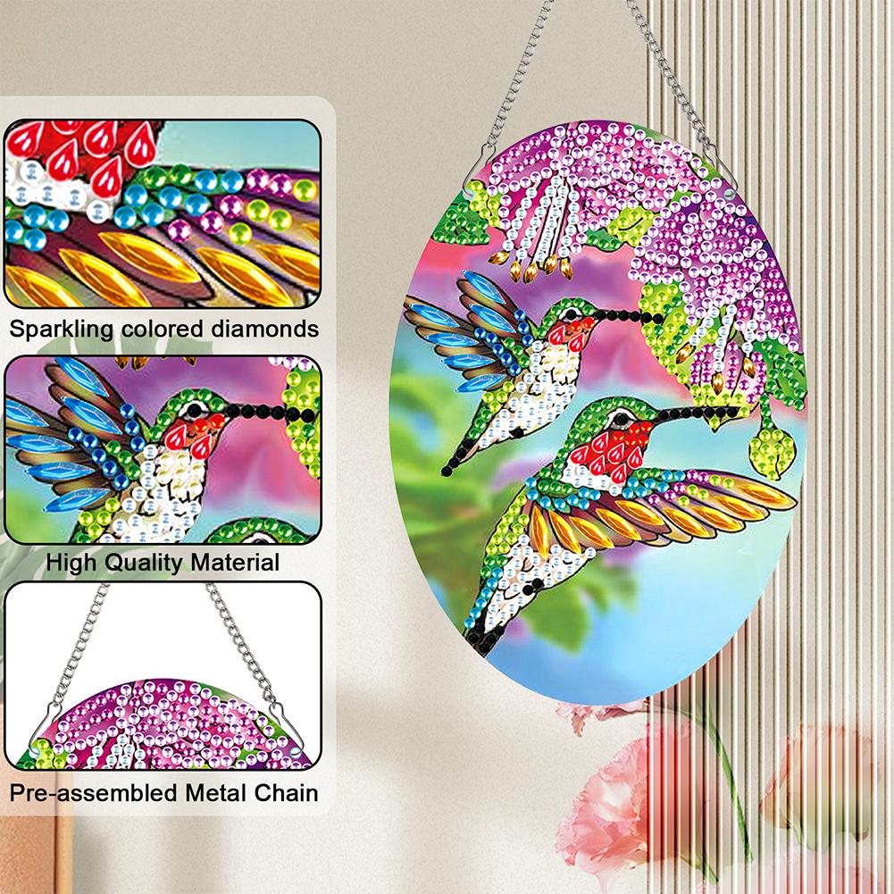 2 Stück Tier-Thema 2D Flach DIY Hängende Diamant-Kunst-Kits Strass Diamant-Kunst Fensteranhänger Fensterhängekunst für Heimdekoration