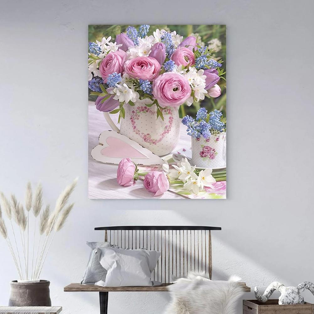 Diamond Painting Kit Flower Pictures Of Rhinestones Diamond Embroidery Vase Cross Stitch Peony Full Mosaic For DIY Decortion