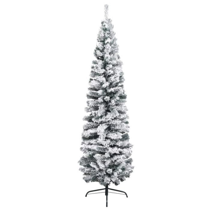 VidaXL Sapin de Noël artificiel mince flocon de neige Vert 240 cm PVC