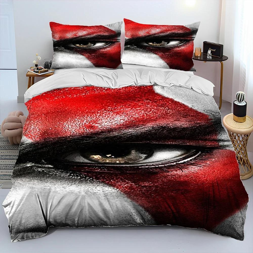 God Of War Game Gamers Kratos Comforter Bedding Set,Duvet Cover Bed Set Quilt Cover Pillowcase,king Queen Size Bedding Set Kids