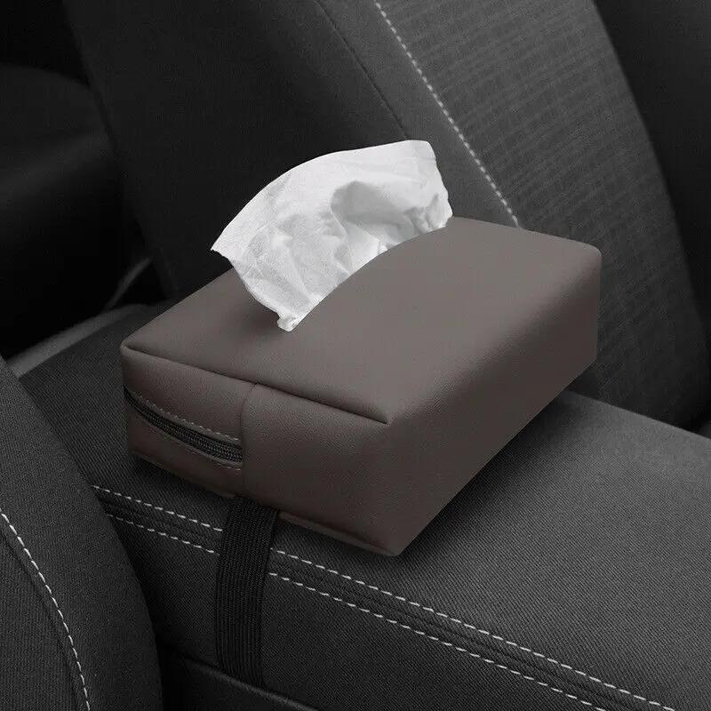 

Multifunctional Car Armrest Tissue Box Leather Auto Seat Back Paper Tower Storage Bag Universal Sun Visor Sunshade Tissue Holder коричневый