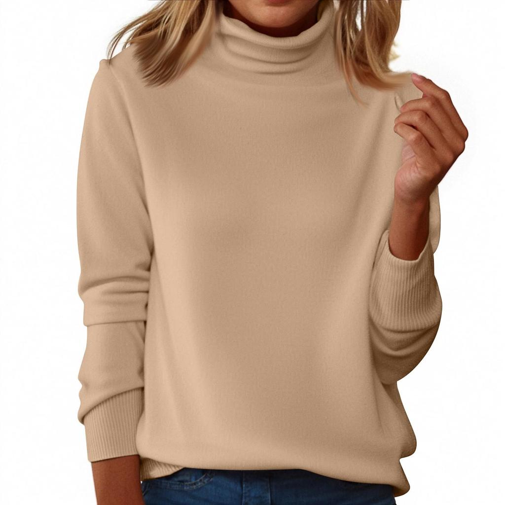 Maglione da Donna a Collo Alto Senza Cuciture, Manica Lunga in Lana, Vestibilità Slim, Temperamento
