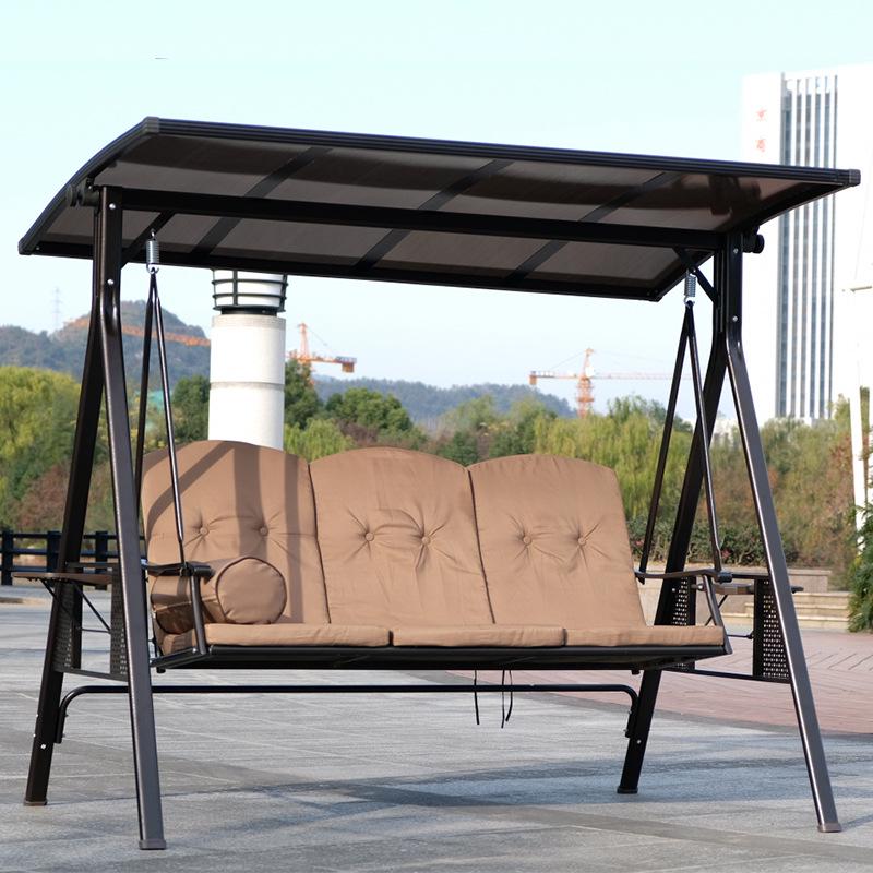 In-Stock Outdoor Hanging Swing Chair: Waterproof Wrought Iron Reclining Rocker for Balcony, Courtyard, or Garden