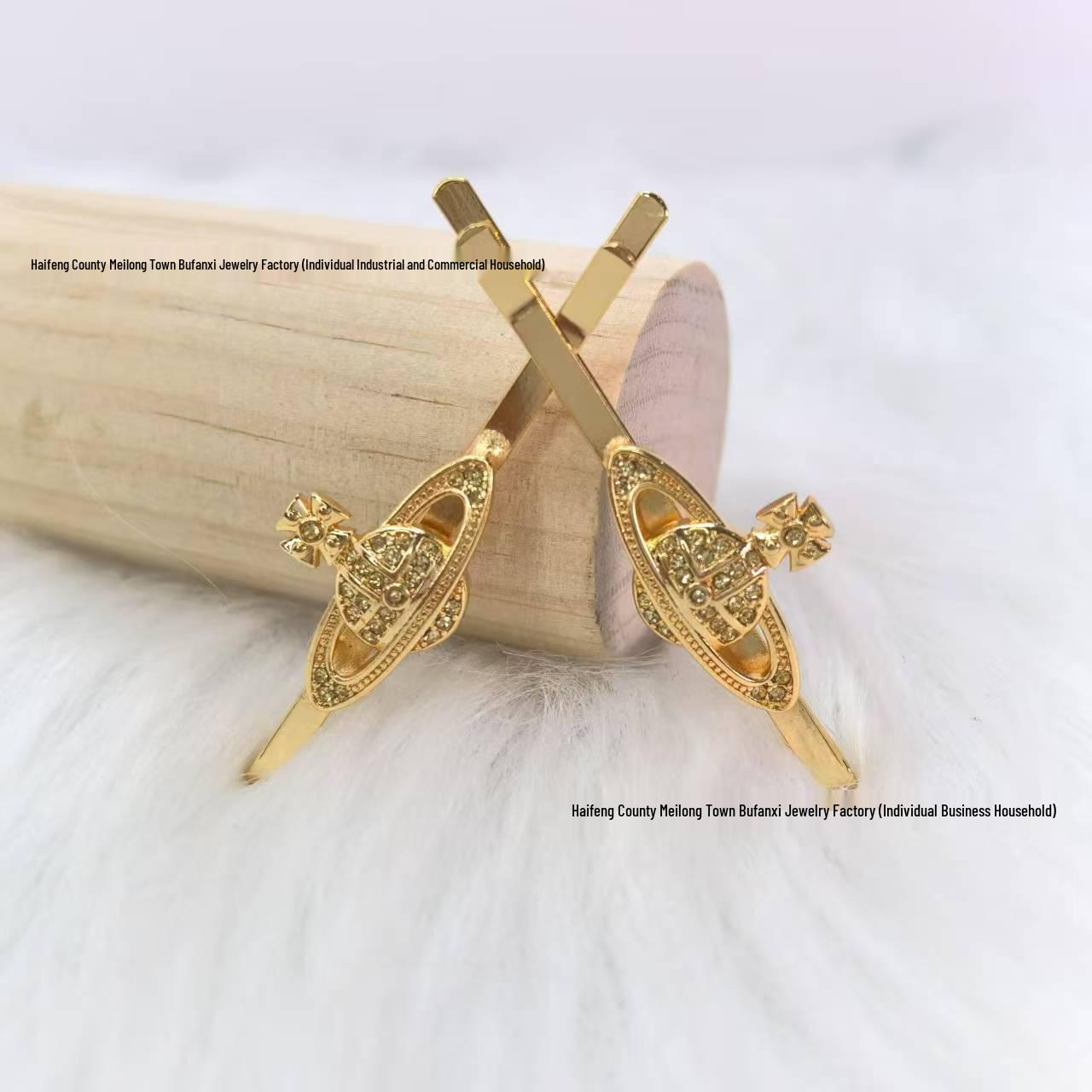 Классический женский зажим для волос с бриллиантовым Сатурном, двойного использования, утиный клюв, вдовствующая императрица золотой