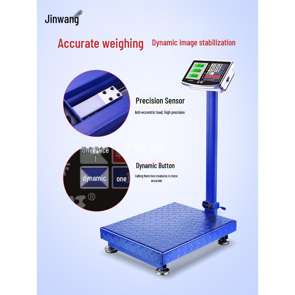 Jinwang Electronic Weighing Scale, 100kg/300kg Capacity, Commercial & Home Use, Vegetable Pricing Platform Scale.