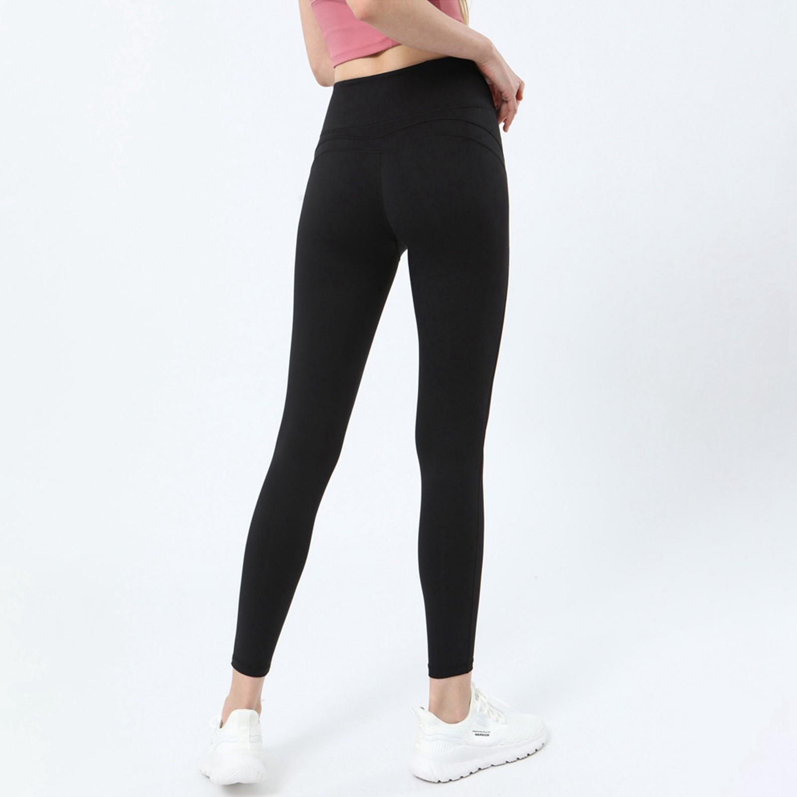 

Брюки для йоги с девятью точками, брюки для фитнеса с персиковой посадкой T-Less, быстросохнущие спортивные брюки - красивые L чёрный