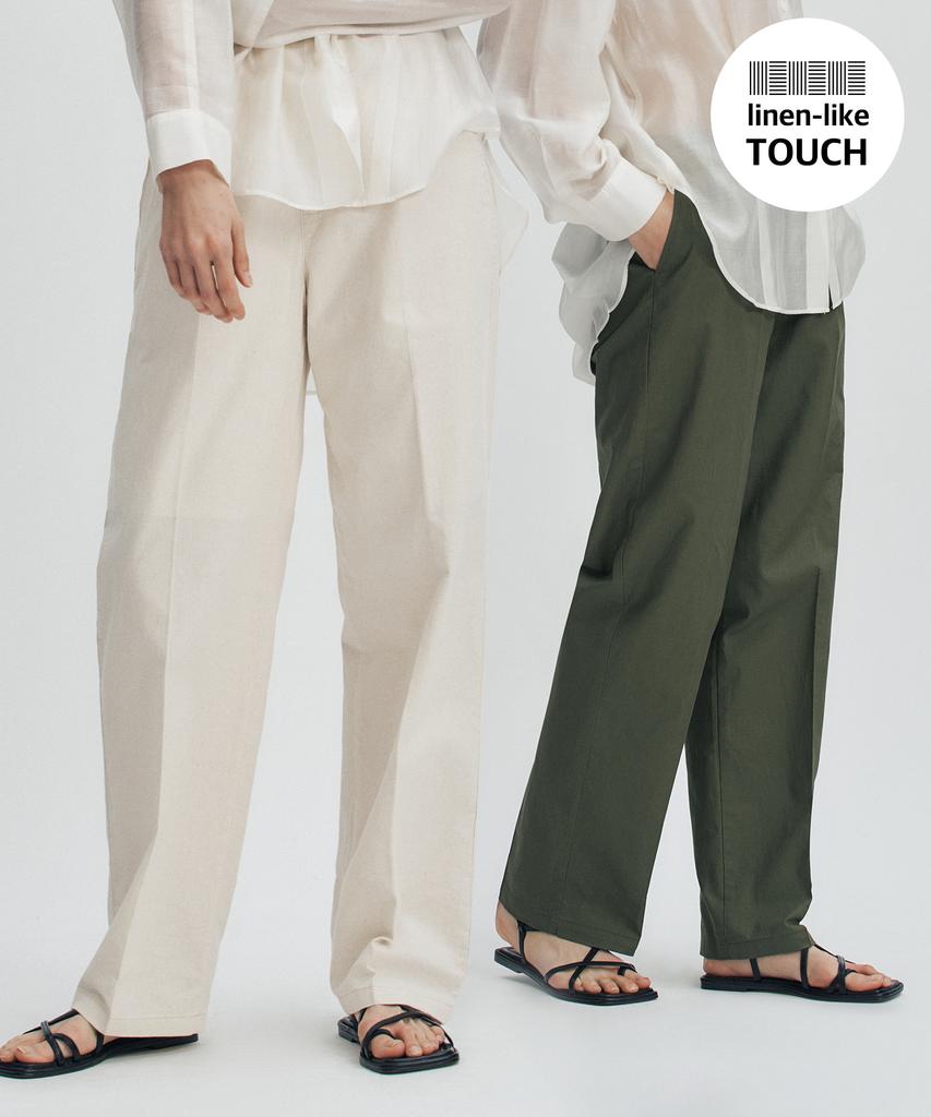 SUARE WOMEN Linen-Like Semi-Wide Elastic Waist Pants - 7 Colors (Type B)