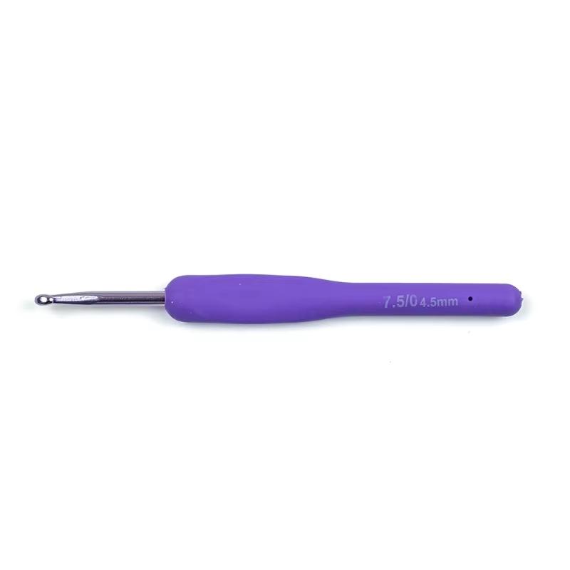 9PCS Set 2.0-6.0mm Purple Gradient Soft Grip Crochet Hook Ergonomic Silicone Non-Slip Handle for Yarn Knitting Hook Needle