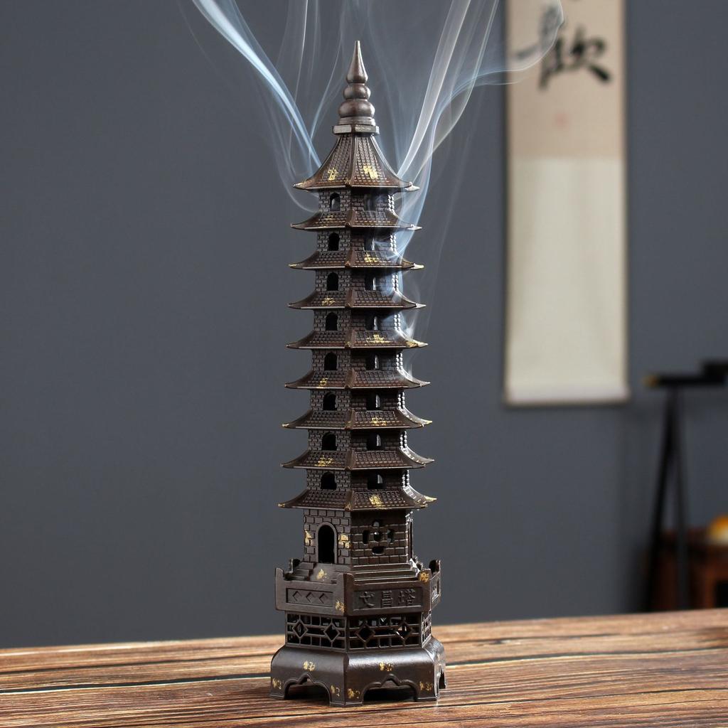 YXY Nine Layer God of Literature Tower Incense Burner Metal 31cm Apply Stick Incense Holder for Zen Home Decor High-end Gifts X1