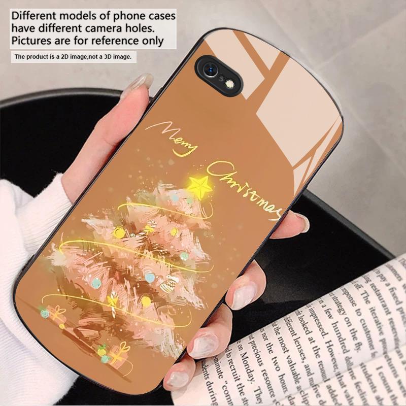 Decorated Christmas Tree For iPhone 17 16 15 14 13 Plus 12 Mini 11 Pro Max XR Xs Max X 7 8 6S 22 20 Elliptical Glass Phone Case