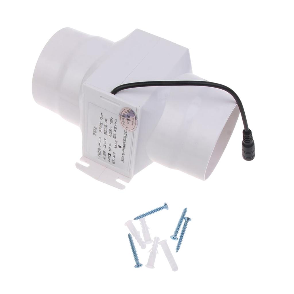 Inline Duct Fan 12V 10W Silent Exhaust Blower Quiet Air Circulation Fan Simple Use for Hydroponic Tent & Small Spaces