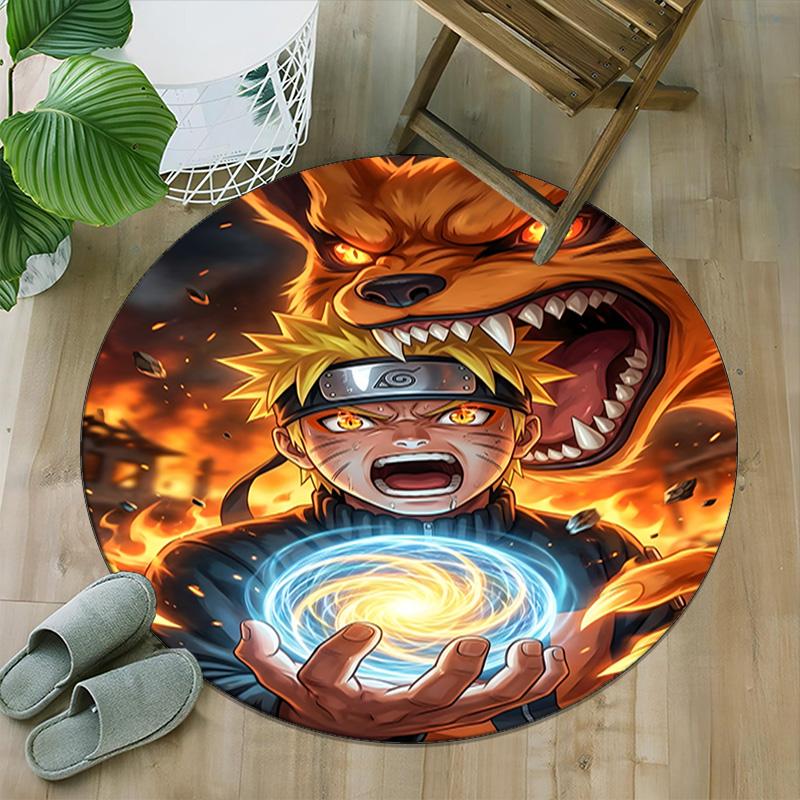 1pc Naruto  Carpet, Round Rug, Comfortable, Suitable for Entryways, Living Rooms, Office, And Bedrooms, Christmas Decoration
