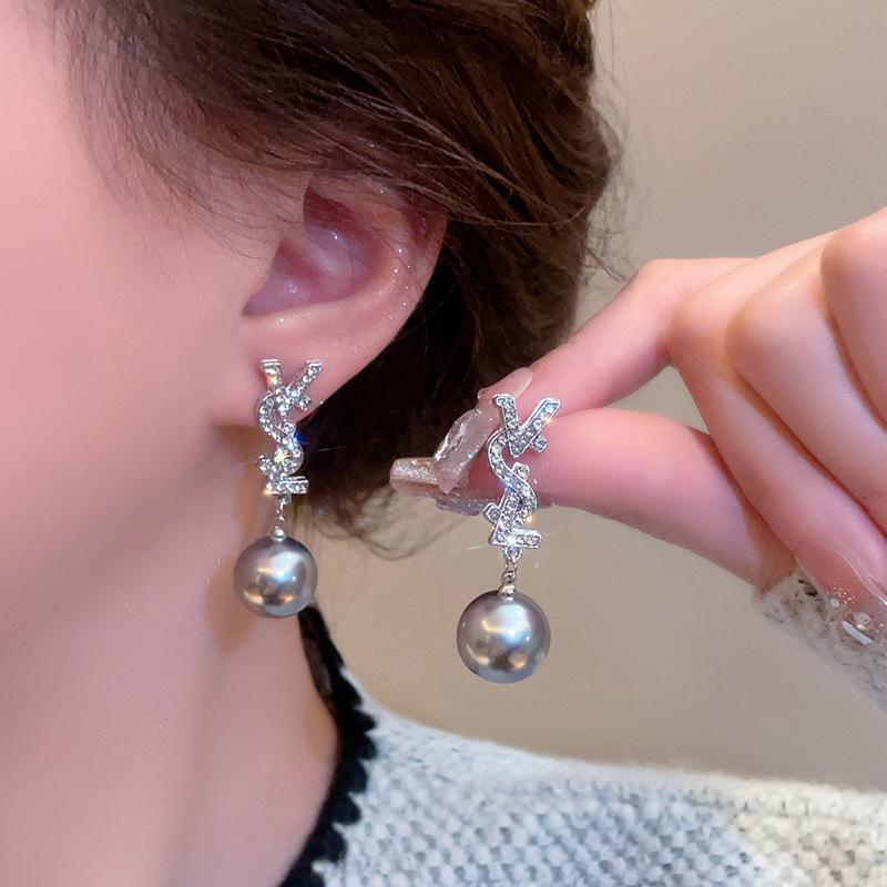 1 Paire Boucles d'Oreilles Perles Style Linéaire Chic Aiguille Argentée Élégant Tempérament Nœud Perle Bijoux Clous Pendantes Boucles d'Oreilles Perles