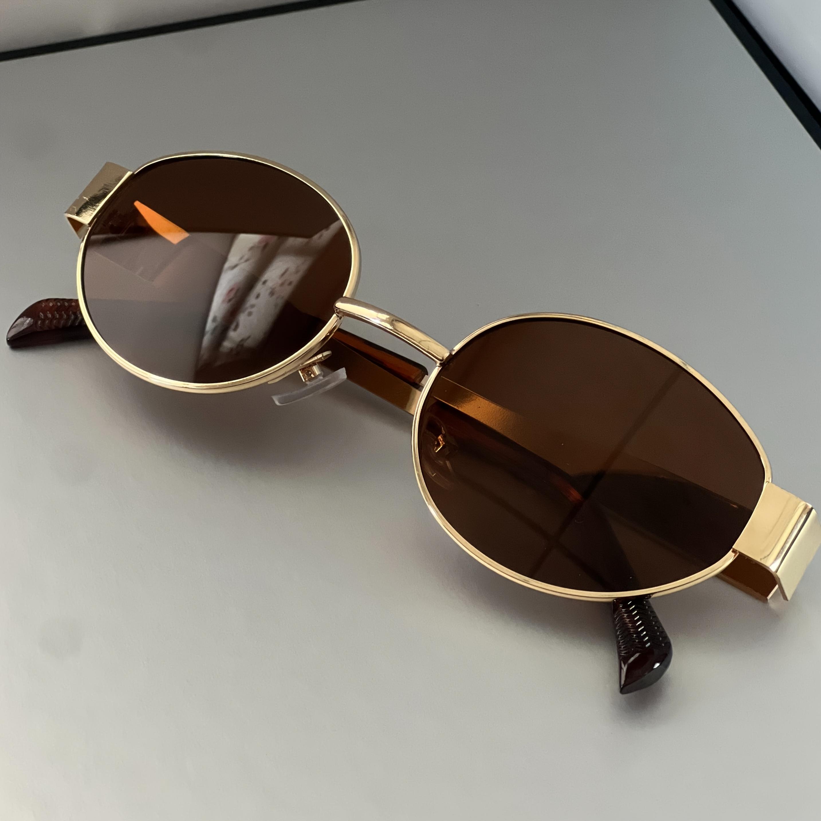 

Металлические высококлассные овальные солнцезащитные очки с полной оправой, ретро, простой и модный предмет для повседневной носки