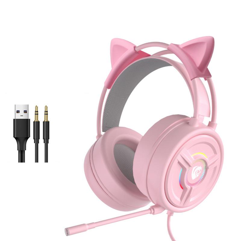 

Новая версия Cat проводной игровой гарнитуры для ноутбука для киберспорта The Pink Crystal Header с пшеницей