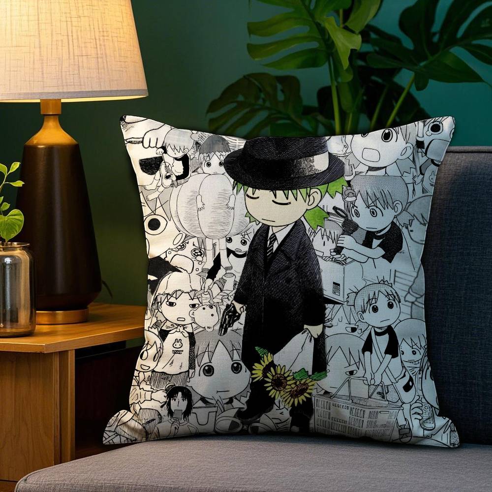 Healing Anime Cute Y-Yotsuba Pillow Case Anti-dustmite Pillowcase Invisible Zipper Silky Short Plush Sofa Cushion Cover