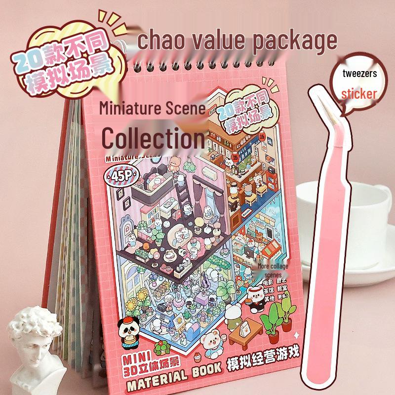 3D-Aufkleber mit Cottage-Szene: Miniatur-Landschaftsbau & DIY Journal Set