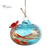 Nectar Storage Feeder Blown Glass Hummingbird Feeder, Outdoor Hanging Colorful Hand-blown with Two Flower Feeding Ports for Garden Backyard