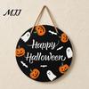 Eye-catching Halloween Sign Hanging Door Sign, Wooden Front Hanger Wreath, Cute Haunted House Ghost Welcome for Porch Wall Indoor Home Decoration