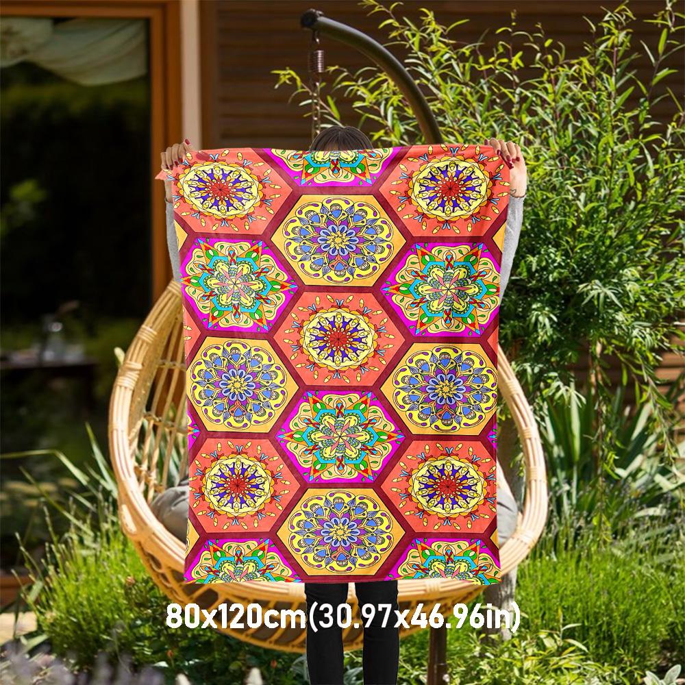 

1PC Mandala PatternsOutdoor Flannel Blanket - Soft Plush Decor for Picnics, camping, Bedroom, Playroom, Office, or Lunch Break 1232A 80x120cm(31x47inch)