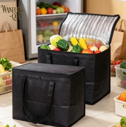 Hot Sale Foldable Large Insulated Cooler Bag Aluminum Foil Thermal Portable Tote For Takeout Food Delivery Catering Use