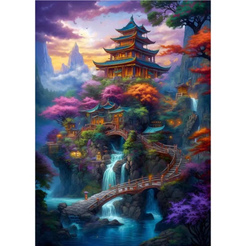 Abstract Art Japanese Fuji Mountain Poster Canvas Cyberpunk Landscape Corridor Wall Decor Picture Living Room Mural