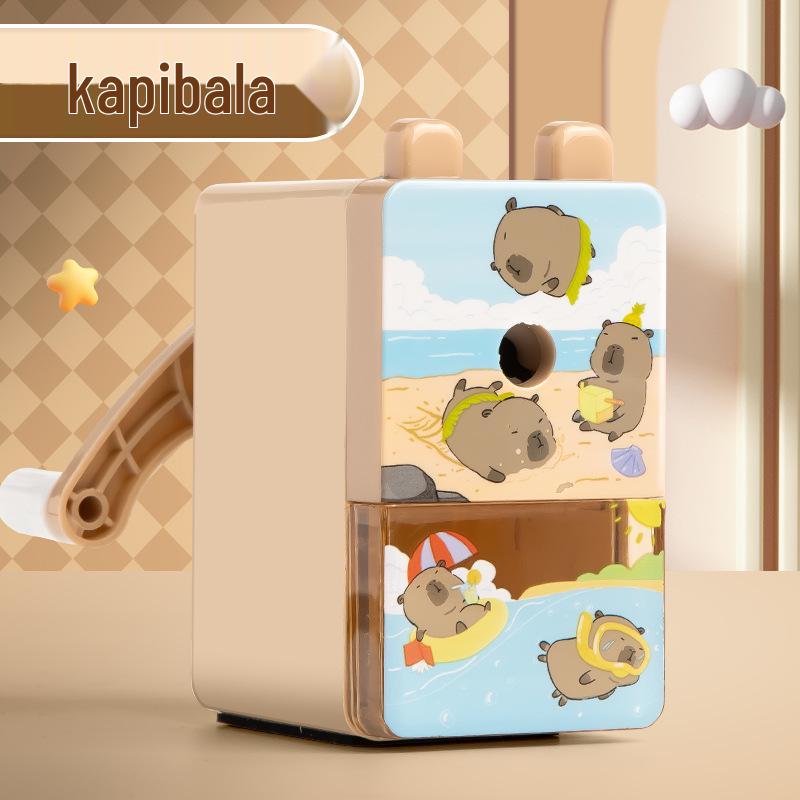 Cartoon Hand-Crank Pencil Sharpener: Automatic Lead Feed, Single Hole, Labor-Saving