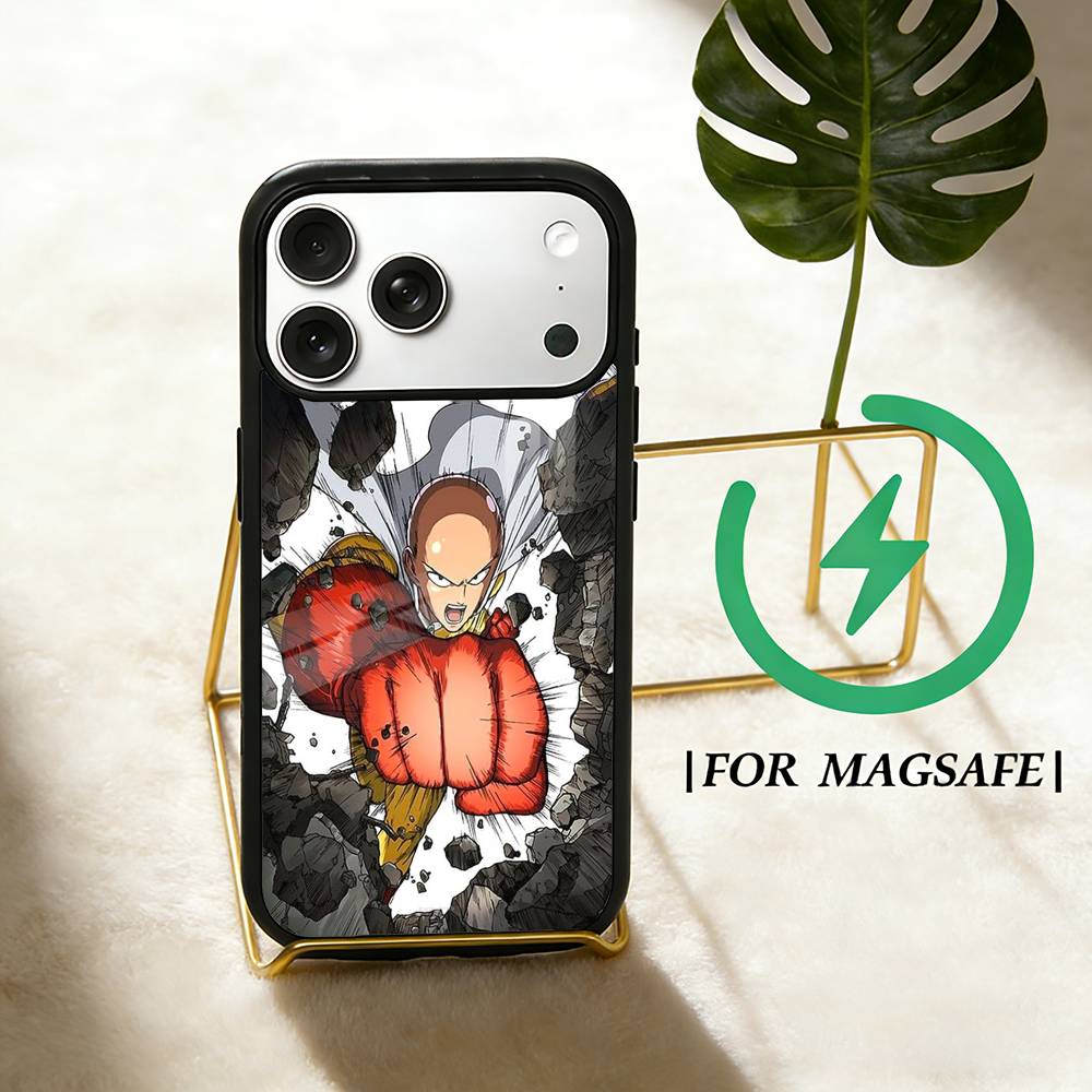 Anime O-One P-Punch Man Phone Case For iPhone 17,16,15,14,13,12,Plus,Pro,Max for Magsafe Magnetic Wireless Charging