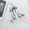 Y2K Korean Cute Beaded Pearl Bowknot Keychain for Women Girls Metal Bow Pendant Bag Decoration Car Interior Decor Accessories