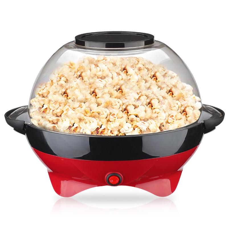 Mini Round Red Electric Popcorn Machine, Household Kids Popcorn Maker, Add Oil & Sugar Home Snack Machine