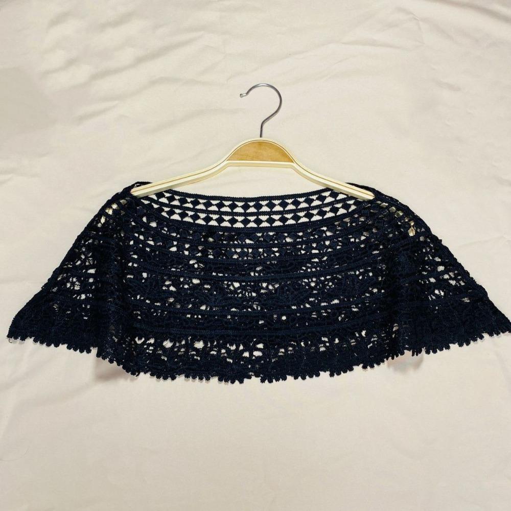 Hollow Out Lace Shawl Poncho Elegant Lace Neckline Shirt Cover Lace Cover Up Tops Daily