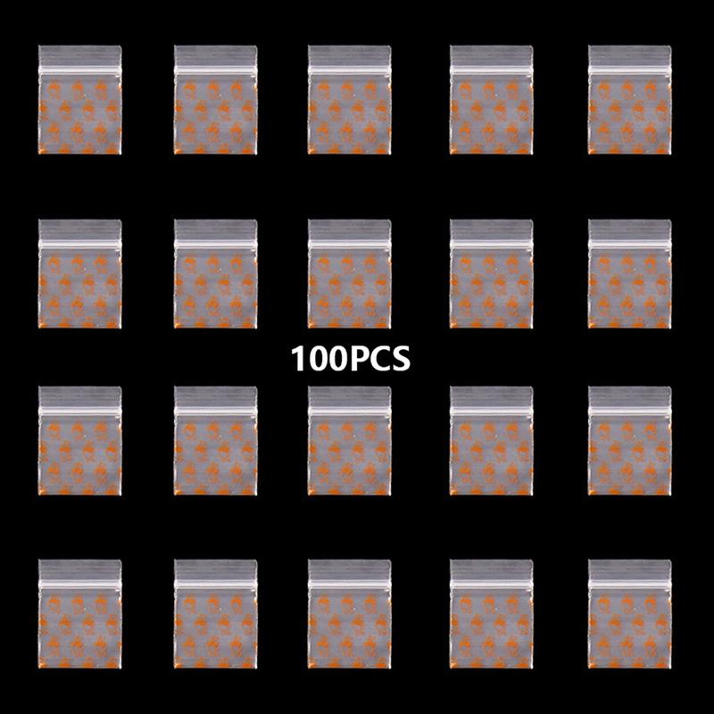 100 st Liten blixtlåsväska Smile Skull Mönster Bärbar förvaringsväska Transparent