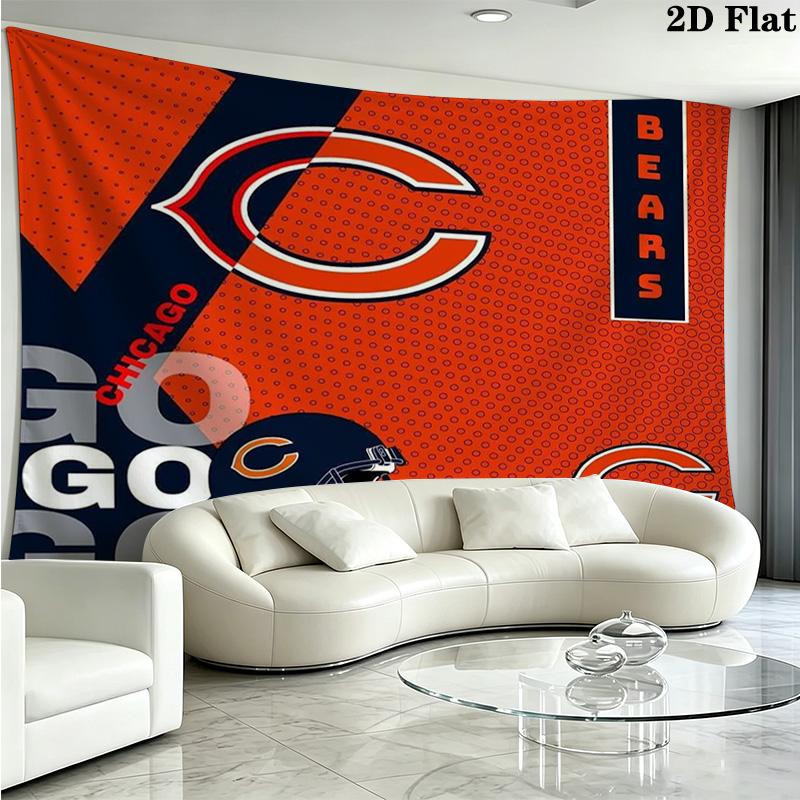 Chicago Bears Wall Tapestry Aesthetic Wall Hanging Printed Fabric Blanket Decorative Tapestries for Bedroom Living Room Home Decor