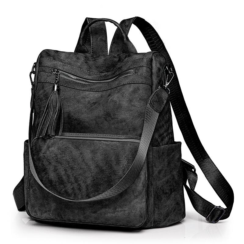 

Женская сумка городская простая большая вместимость одно плечо дорожная модная pu двойная женская сумка на плечо чёрный