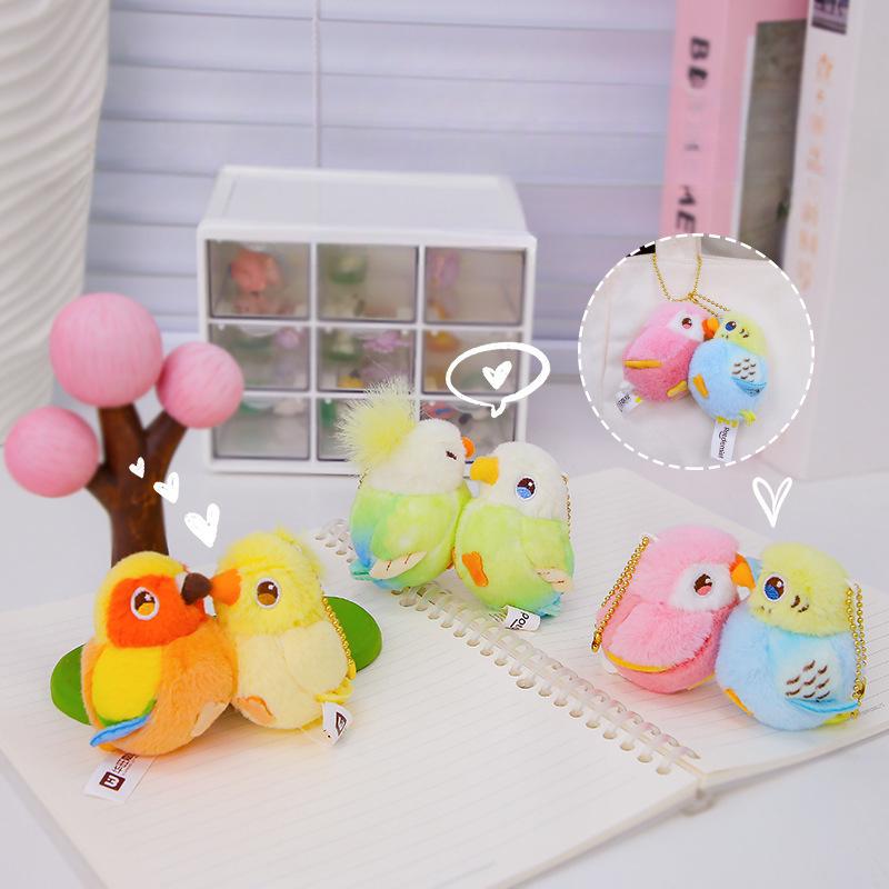 Simulation Bird Doll Love Budgie Parrot Doll Plush Schoolbag Pendant Magnetic Attraction To Send Female Birthday Gift