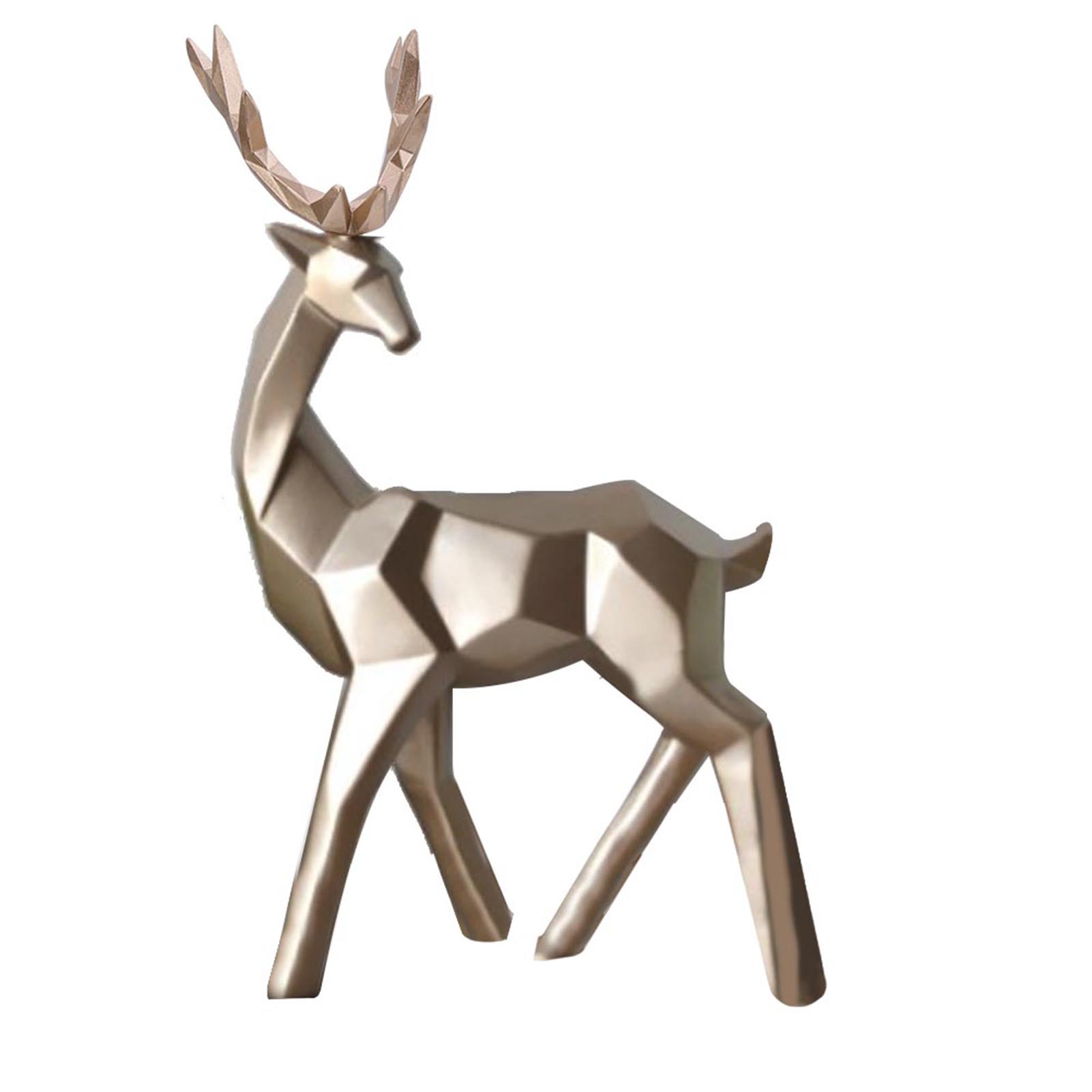 

2pcs Modern Resin Deer Statue Sculpture Home Desktop Cabinet Ornaments Decoration (Golden)