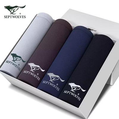 Seven Wolves Men's D3315-4 Cotton Boxer Briefs (4-Pack)