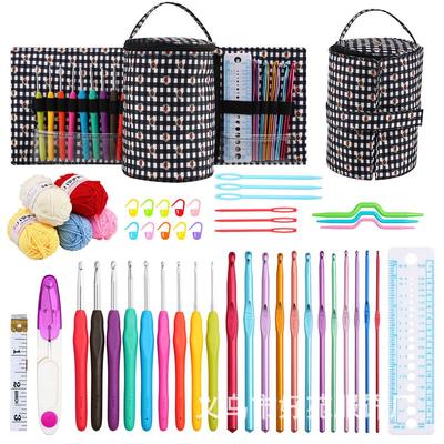 Hand-Knitted Wool Crochet Set with Portable Aluminum Tools & Detachable Storage Bag