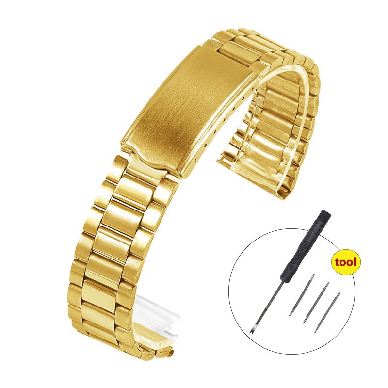 

Ремешок для часов из нержавеющей стали Металлический браслет Складная застежка 12мм 14мм 18мм 20мм Универсальный ремешок для часов Серебристый Золотистый для мужчин женщин 14mm