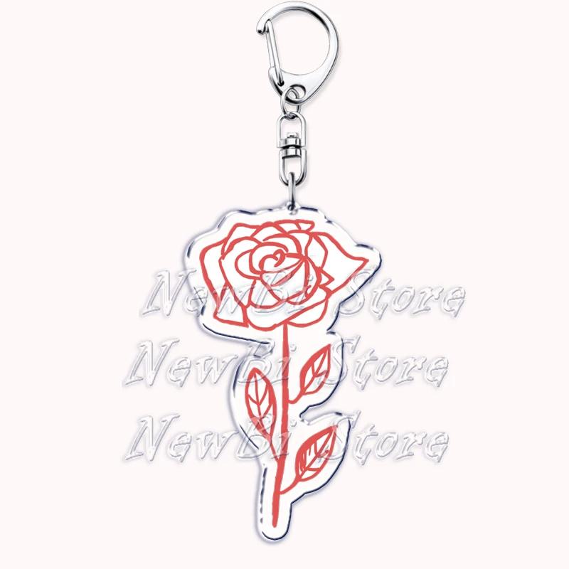 Romantic Pink Rose Flower Keychains Sunflower Red Love Keyring for Accessories Bag Key Chain Ring Jewelry Lovers Friends Gift