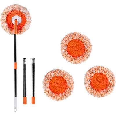 360°Rotatable Mops Set with 4 Replaceable Mop Heads Round Microfiber Dust Mops Cleaning Tools for Household Floor Wall Window