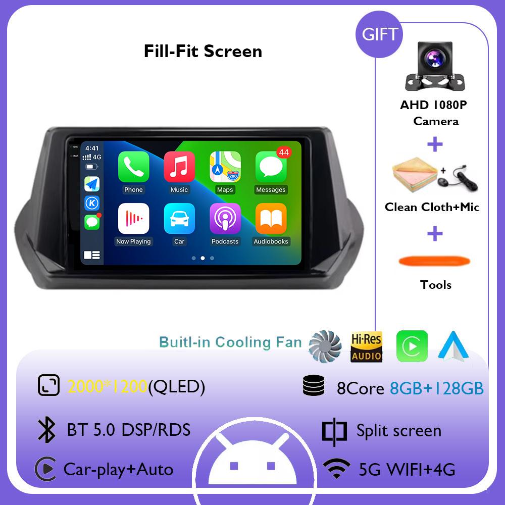 9Inch Android 14 Wireless Carplay Auto For Peugeot 2008 208 2019 2020 2021 2022 Car Radio Multimedia Video Player Navigation GPS