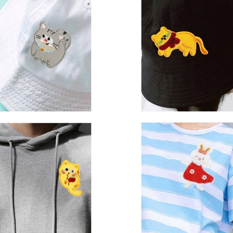 9 Pcs Cats Iron On Patches Clothing Patches Cartoon Animal Repair Patches Dogs Embroidery Patches for Bag Decoration